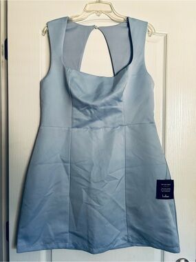 Lulu's Pale Blue Sleeveless Mini Dress with Back Keyhole